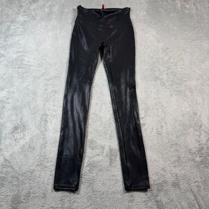 Spanx Faux Leather Leggings Women Small‎ Black High Waisted Sculpting Smoothing